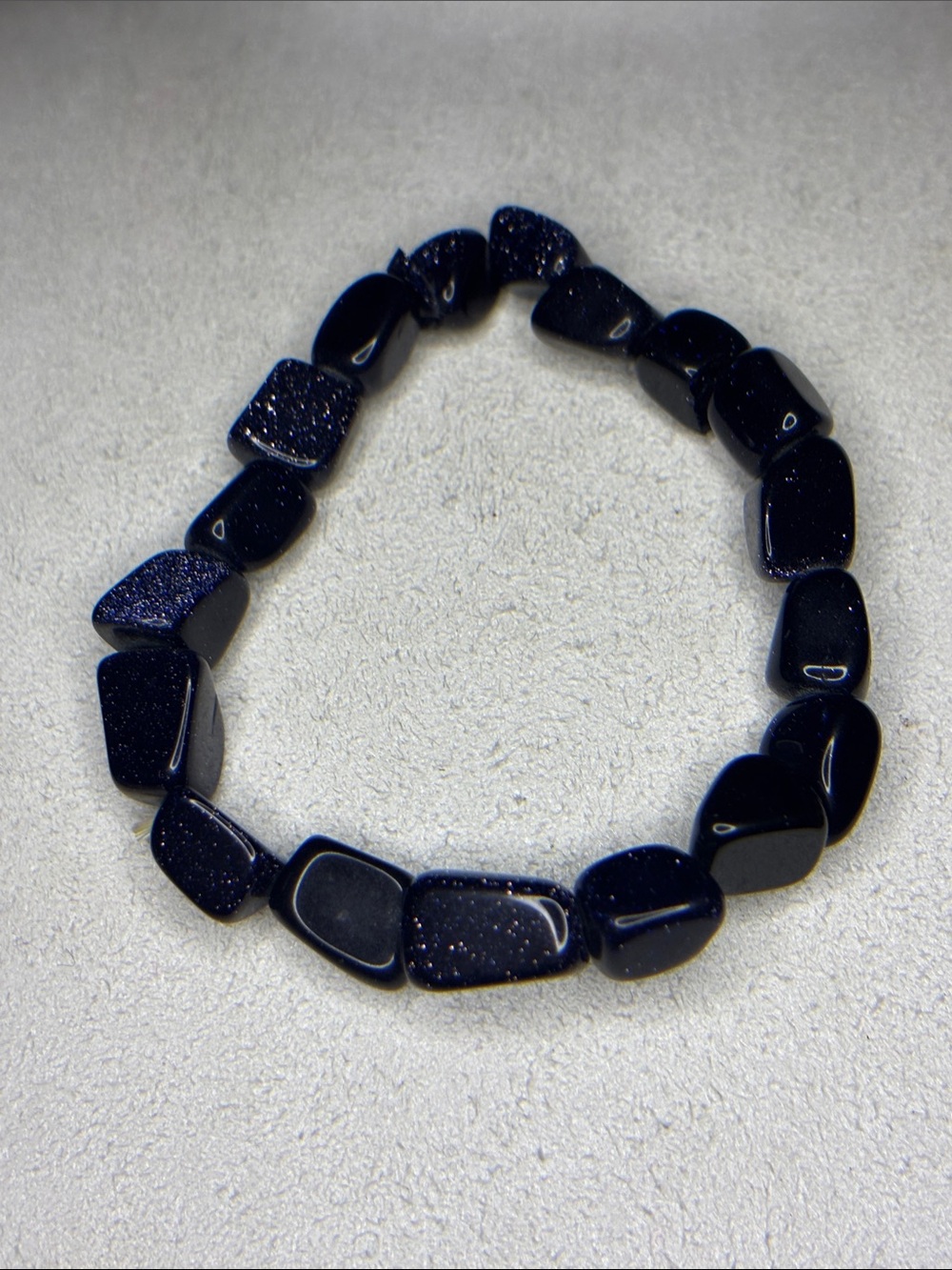 Sparkling Navy Blue Tumbled Stone blue goldstone Stretch Bracelet